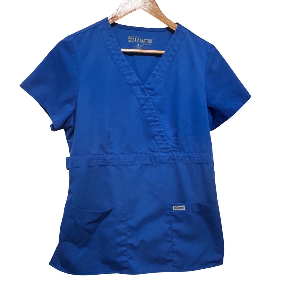 Greys Anatomy Barco Womens Utility Scrub Top M Blue V Neck Medical Uniform Nurse